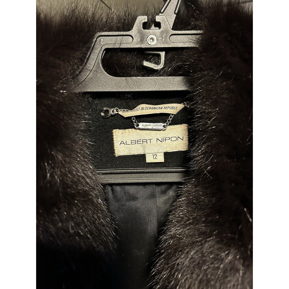 Albert Nipon Wool Long Overcoat With Collar Of Dy… - image 2